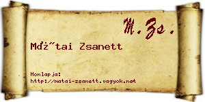 Mátai Zsanett névjegykártya
